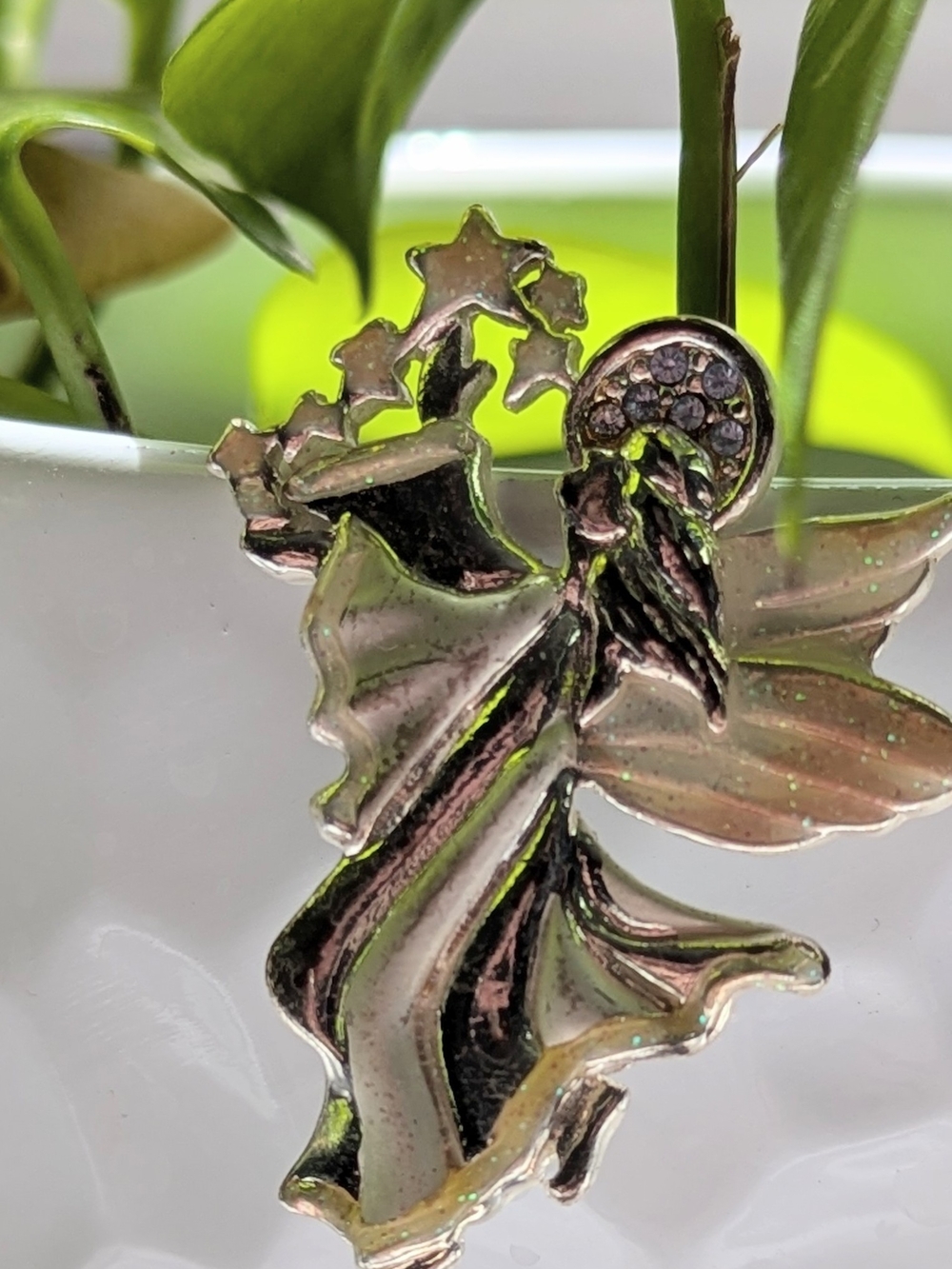 Silver-tone Angel Pen with Rhinestone Halo